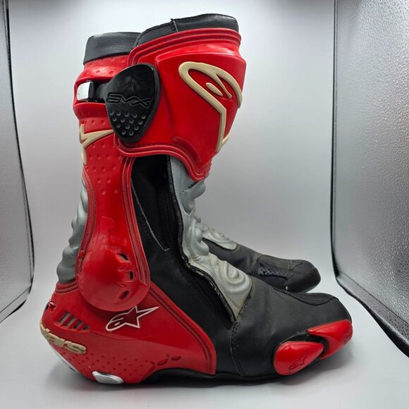 Alpinestars SMX Plus Mens Size 11.5 Red Black Motorcycle Boots Track Racing